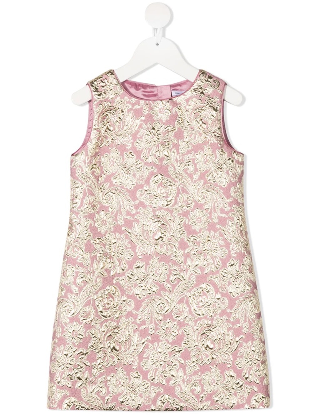 Dolce & Gabbana Girls’ Short Floral Lame Jacquard Dress in Pink